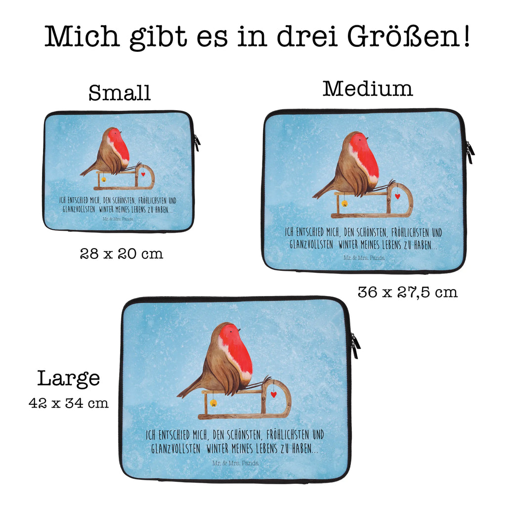 Notebook Tasche Rotkehlchen Schlitten Notebook Tasche, Laptop, Computertasche, Tasche, Notebook-Tasche, Notebook-Reisehülle, Notebook Schutz, Winter, Weihnachten, Weihnachtsdeko, Nikolaus, Advent, Heiligabend, Wintermotiv, Schlitten, Vogel