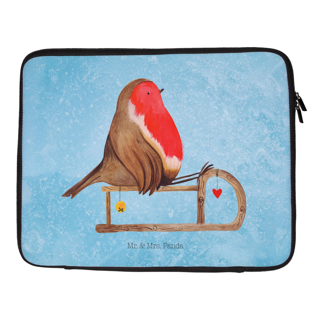 Notebook Tasche Rotkehlchen Schlitten Notebook Tasche, Laptop, Computertasche, Tasche, Notebook-Tasche, Notebook-Reisehülle, Notebook Schutz, Winter, Weihnachten, Weihnachtsdeko, Nikolaus, Advent, Heiligabend, Wintermotiv, Schlitten, Vogel