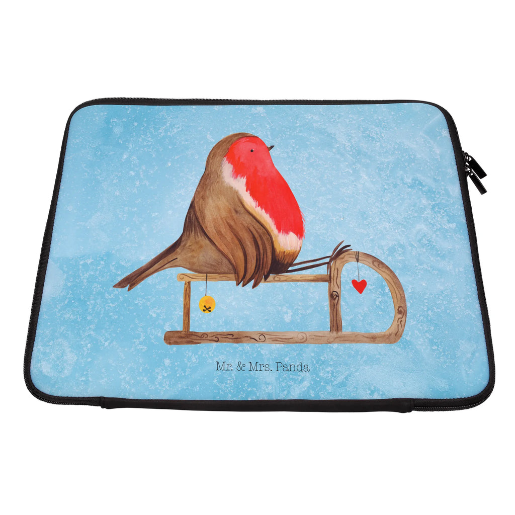 Notebook Tasche Rotkehlchen Schlitten Notebook Tasche, Laptop, Computertasche, Tasche, Notebook-Tasche, Notebook-Reisehülle, Notebook Schutz, Winter, Weihnachten, Weihnachtsdeko, Nikolaus, Advent, Heiligabend, Wintermotiv, Schlitten, Vogel