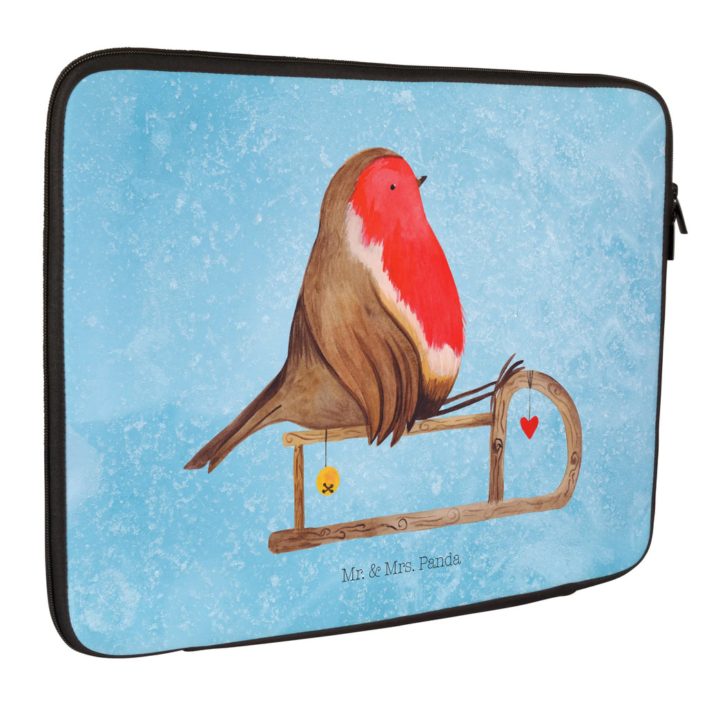 Notebook Tasche Rotkehlchen Schlitten Notebook Tasche, Laptop, Computertasche, Tasche, Notebook-Tasche, Notebook-Reisehülle, Notebook Schutz, Winter, Weihnachten, Weihnachtsdeko, Nikolaus, Advent, Heiligabend, Wintermotiv, Schlitten, Vogel