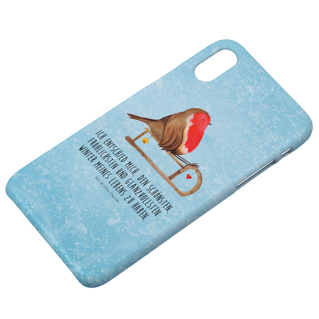 Handyhülle Rotkehlchen Schlitten Handyhülle, Handycover, Cover, Handy, Hülle, Iphone 10, Iphone X, Winter, Weihnachten, Weihnachtsdeko, Nikolaus, Advent, Heiligabend, Wintermotiv, Schlitten, Vogel