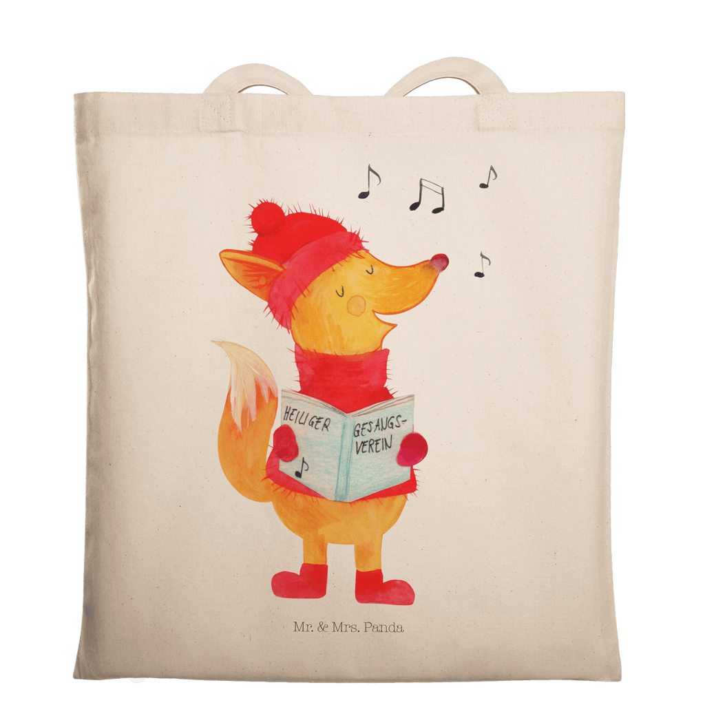 Tragetasche Fuchs Sänger Beuteltasche, Beutel, Einkaufstasche, Jutebeutel, Stoffbeutel, Tasche, Shopper, Umhängetasche, Strandtasche, Schultertasche, Stofftasche, Tragetasche, Badetasche, Jutetasche, Einkaufstüte, Laptoptasche, Winter, Weihnachten, Weihnachtsdeko, Nikolaus, Advent, Heiligabend, Wintermotiv, Fuchs, Füchse, Sänger, Geschenk Sänger, Singen, Weihnachtslieder