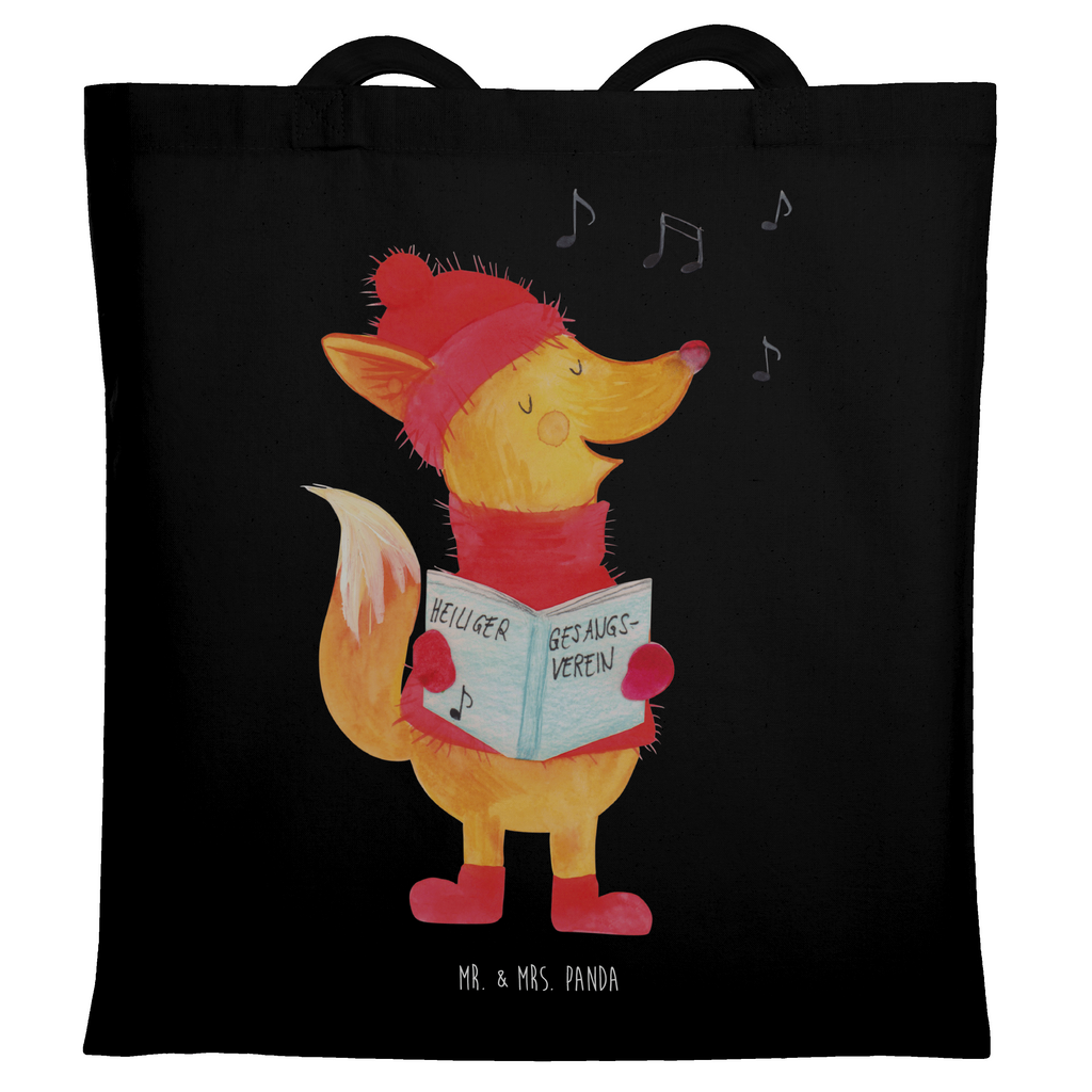 Tragetasche Fuchs Sänger Beuteltasche, Beutel, Einkaufstasche, Jutebeutel, Stoffbeutel, Tasche, Shopper, Umhängetasche, Strandtasche, Schultertasche, Stofftasche, Tragetasche, Badetasche, Jutetasche, Einkaufstüte, Laptoptasche, Winter, Weihnachten, Weihnachtsdeko, Nikolaus, Advent, Heiligabend, Wintermotiv, Fuchs, Füchse, Sänger, Geschenk Sänger, Singen, Weihnachtslieder