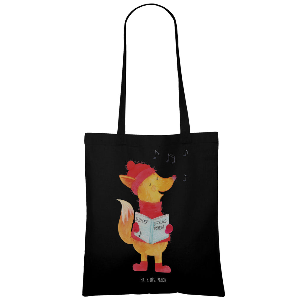 Tragetasche Fuchs Sänger Beuteltasche, Beutel, Einkaufstasche, Jutebeutel, Stoffbeutel, Tasche, Shopper, Umhängetasche, Strandtasche, Schultertasche, Stofftasche, Tragetasche, Badetasche, Jutetasche, Einkaufstüte, Laptoptasche, Winter, Weihnachten, Weihnachtsdeko, Nikolaus, Advent, Heiligabend, Wintermotiv, Fuchs, Füchse, Sänger, Geschenk Sänger, Singen, Weihnachtslieder