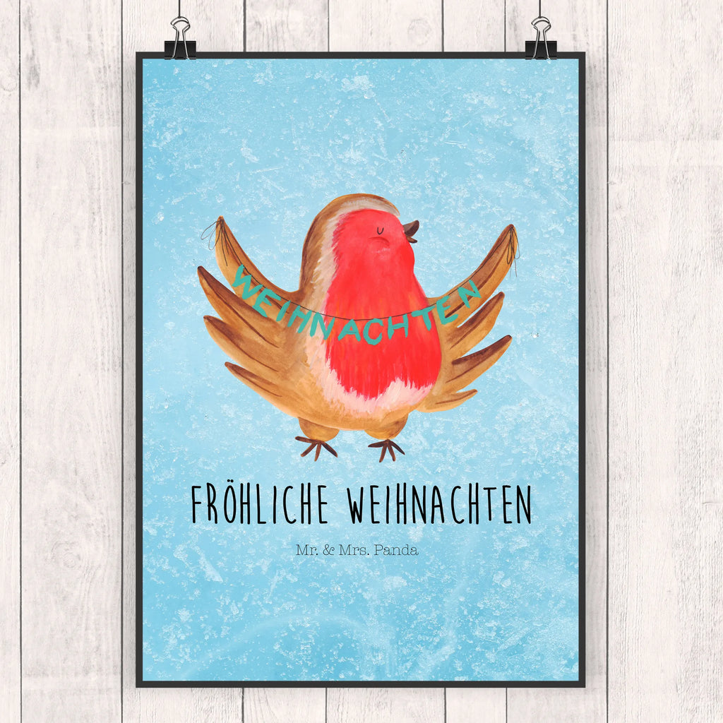 Poster Rotkehlchen Weihnachten Poster, Wandposter, Bild, Wanddeko, Küchenposter, Kinderposter, Wanddeko Bild, Raumdekoration, Wanddekoration, Handgemaltes Poster, Mr. & Mrs. Panda Poster, Designposter, Kunstdruck, Posterdruck, Winter, Weihnachten, Weihnachtsdeko, Nikolaus, Advent, Heiligabend, Wintermotiv, Frohe Weihnachten, Weihnachtsmotiv, Weihnachtsgruß, Vogel, xmas