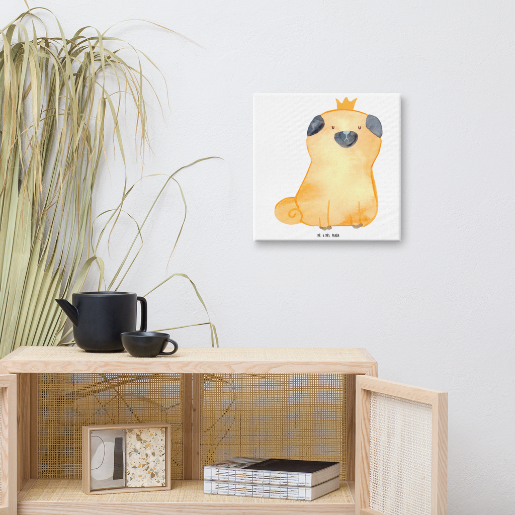 Leinwand Bild Mops Krone Leinwand, Bild, Kunstdruck, Wanddeko, Dekoration, Hund, Hundemotiv, Haustier, Hunderasse, Tierliebhaber, Hundebesitzer, Sprüche, Mops, allergisch, kinderlos, Hausregel, Hundebesitzer. Spruch, lustig