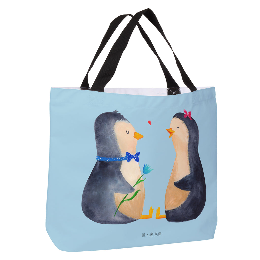 Shopper Pinguin Pärchen Beutel, Einkaufstasche, Tasche, Strandtasche, Einkaufsbeutel, Shopper, Schultasche, Freizeittasche, Tragebeutel, Schulbeutel, Alltagstasche, Pinguin, Pinguine, Liebe, Liebespaar, Liebesbeweis, Liebesgeschenk, Verlobung, Jahrestag, Hochzeitstag, Hochzeit, Hochzeitsgeschenk, große Liebe, Traumpaar