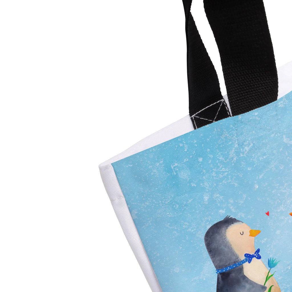 Shopper Pinguin Pärchen Beutel, Einkaufstasche, Tasche, Strandtasche, Einkaufsbeutel, Shopper, Schultasche, Freizeittasche, Tragebeutel, Schulbeutel, Alltagstasche, Pinguin, Pinguine, Liebe, Liebespaar, Liebesbeweis, Liebesgeschenk, Verlobung, Jahrestag, Hochzeitstag, Hochzeit, Hochzeitsgeschenk, große Liebe, Traumpaar