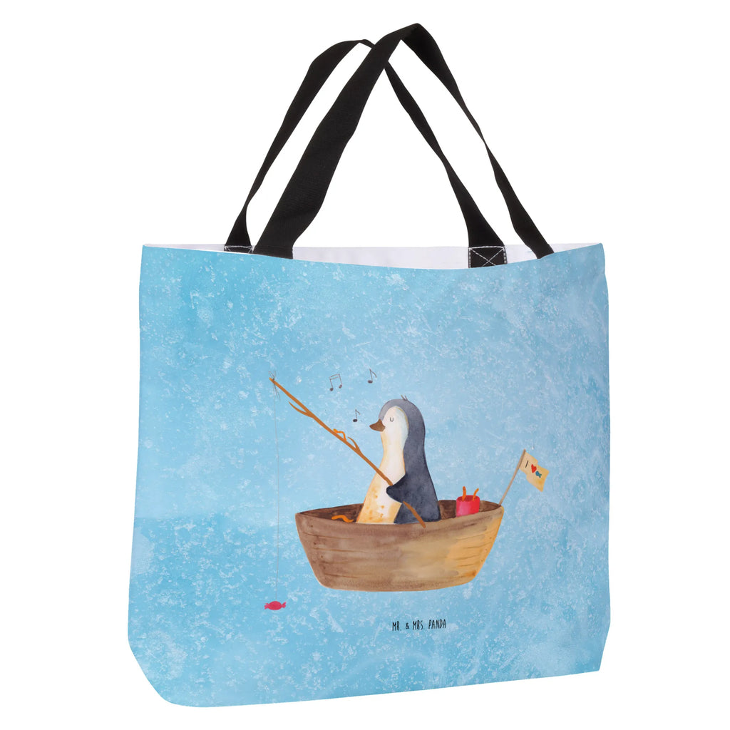 Shopper Pinguin Angelboot Beutel, Einkaufstasche, Tasche, Strandtasche, Einkaufsbeutel, Shopper, Schultasche, Freizeittasche, Tragebeutel, Schulbeutel, Alltagstasche, Pinguin, Pinguine, Angeln, Boot, Angelboot, Lebenslust, Leben, genießen, Motivation, Neustart, Neuanfang, Trennung, Scheidung, Geschenkidee Liebeskummer