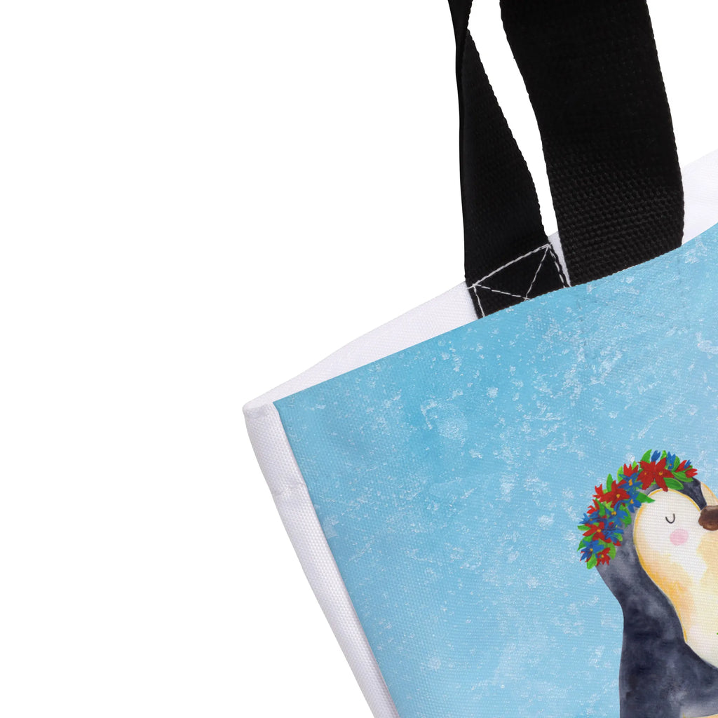 Shopper Pinguin Blumen Beutel, Einkaufstasche, Tasche, Strandtasche, Einkaufsbeutel, Shopper, Schultasche, Freizeittasche, Tragebeutel, Schulbeutel, Alltagstasche, Pinguin, Pinguine, Blumenkranz, Universum, Leben, Wünsche, Ziele, Lebensziele, Motivation, Lebenslust, Liebeskummer, Geschenkidee