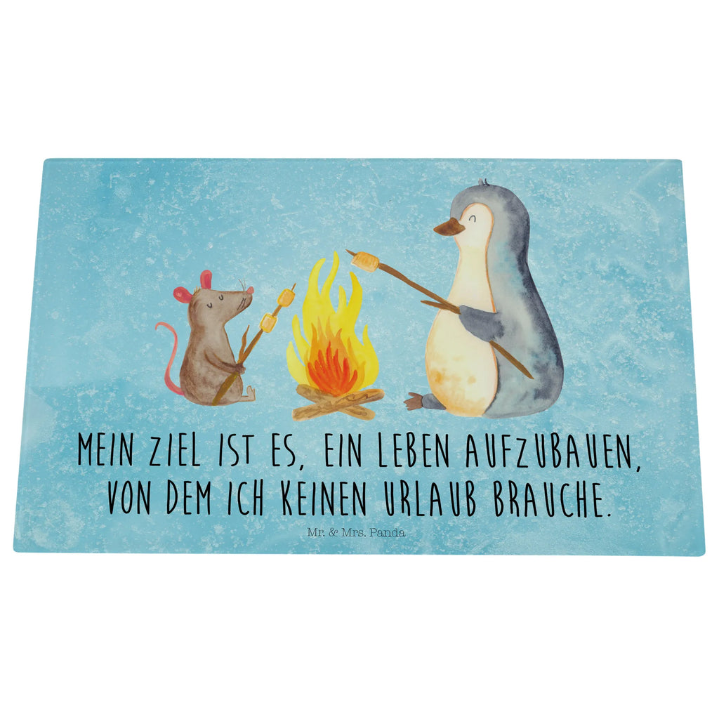 Glasschneidebrett Pinguin Lagerfeuer Glasschneidebrett, Schneidebrett, Pinguin, Maus, Pinguine, Lagerfeuer, Leben, Arbeit, Job, Motivation, Büro, Büroalltag, Lebensspruch, Lebensmotivation, Neustart, Liebe, grillen, Feuer, Marshmallows