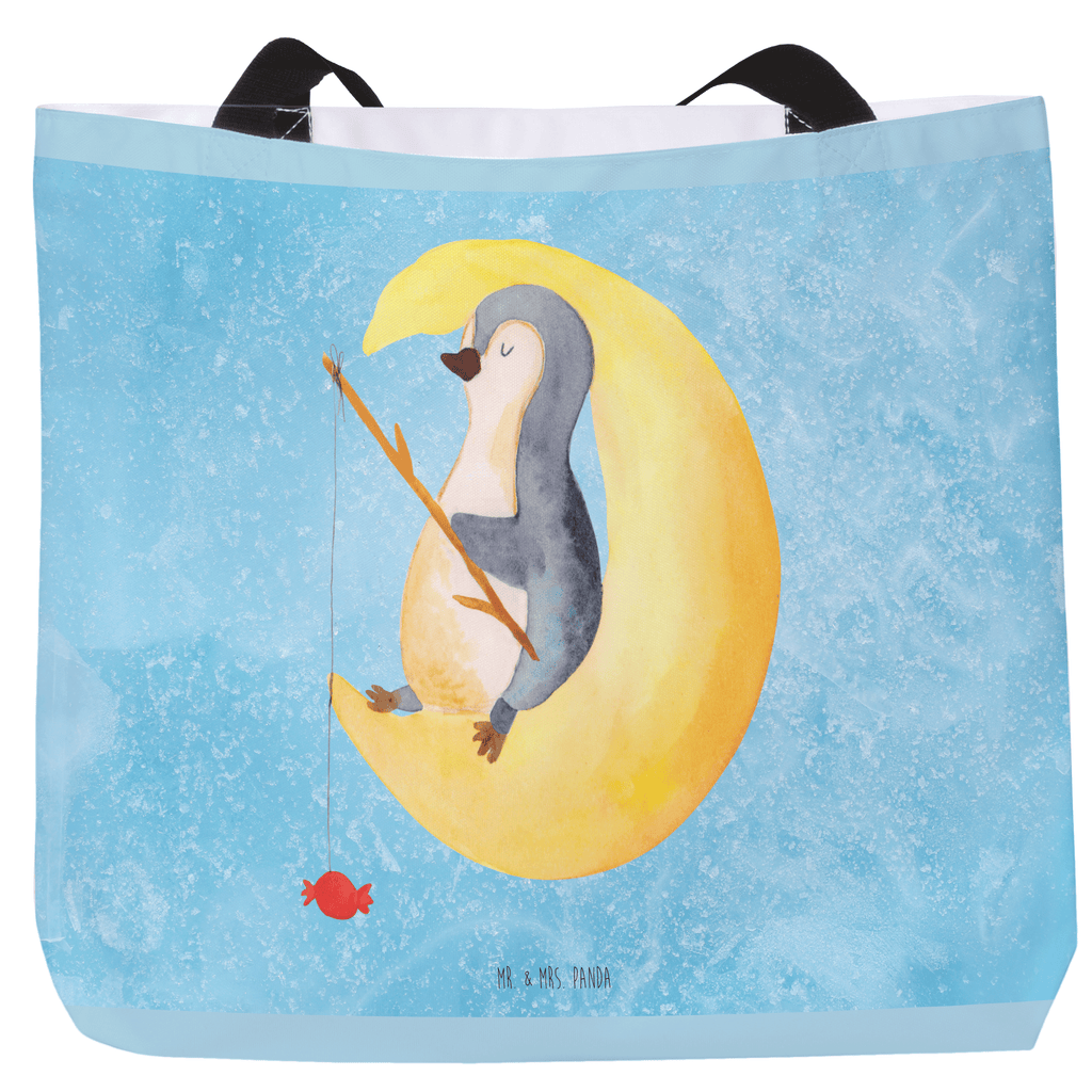 Shopper Pinguin Mond Beutel, Einkaufstasche, Tasche, Strandtasche, Einkaufsbeutel, Shopper, Schultasche, Freizeittasche, Tragebeutel, Schulbeutel, Alltagstasche, Pinguin, Pinguine, Spruch, schlafen, Nachtruhe, Einschlafen, Schlafzimmer, Schlafstörungen, Gästezimmer