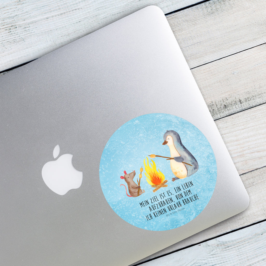 Rund Aufkleber Pinguin Lagerfeuer Sticker, Aufkleber, Etikett, Kinder, rund, Pinguin, Maus, Pinguine, Lagerfeuer, Leben, Arbeit, Job, Motivation, Büro, Büroalltag, Lebensspruch, Lebensmotivation, Neustart, Liebe, grillen, Feuer, Marshmallows