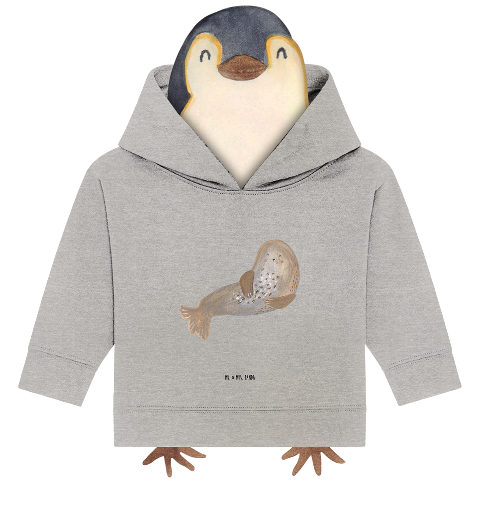 Organic Baby Hoodie Robbe Lachen Baby Kapuzenshirt, Baby Kapuzensweatshirt, Baby Hoodie, Baby Pullover, Tiermotive, Gute Laune, lustige Sprüche, Tiere, Robbe, Robben, Seehund, Strand, Meerestier, Ostsee, Nordsee