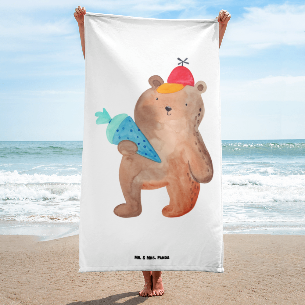 XL Badehandtuch Bär Schultüte Handtuch, Badetuch, Duschtuch, Strandtuch, Saunatuch, Bär, Teddy, Teddybär, Bär Motiv, Schultüte, Erster Schultag Geschenk, Einschulung Geschenk, Schule Geschenk, Grundschule, Schulanfang, Schulbeginn