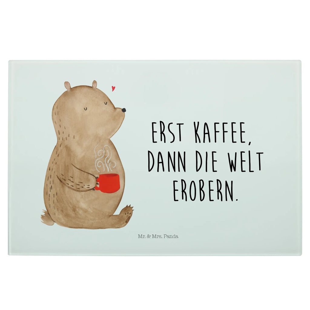 Glasschneidebrett Bär Kaffee Glasschneidebrett, Schneidebrett, Bär, Teddy, Teddybär, Kaffee, Coffee, Bären, guten Morgen, Morgenroutine, Welt erobern, Welt retten, Motivation