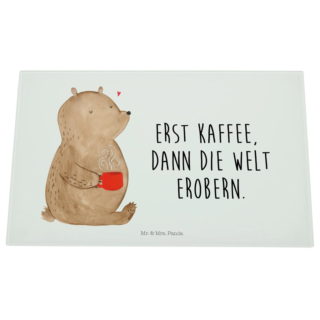 Glasschneidebrett Bär Kaffee Glasschneidebrett, Schneidebrett, Bär, Teddy, Teddybär, Kaffee, Coffee, Bären, guten Morgen, Morgenroutine, Welt erobern, Welt retten, Motivation