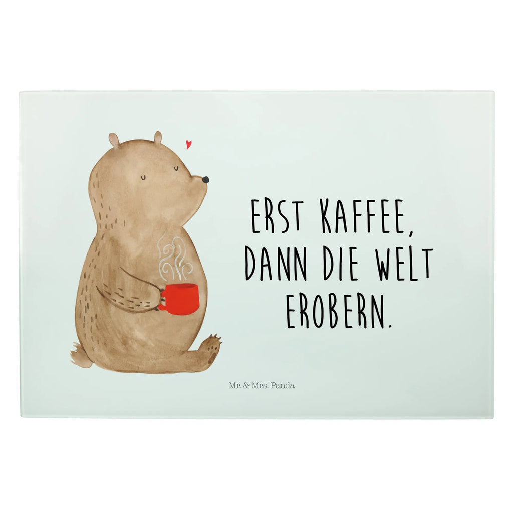 Glasschneidebrett Bär Kaffee Glasschneidebrett, Schneidebrett, Bär, Teddy, Teddybär, Kaffee, Coffee, Bären, guten Morgen, Morgenroutine, Welt erobern, Welt retten, Motivation