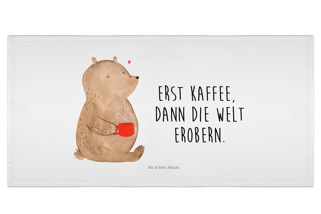 Handtuch Bär Kaffee Gästetuch, Reisehandtuch, Sport Handtuch, Frottier, Kinder Handtuch, Bär, Teddy, Teddybär, Kaffee, Coffee, Bären, guten Morgen, Morgenroutine, Welt erobern, Welt retten, Motivation