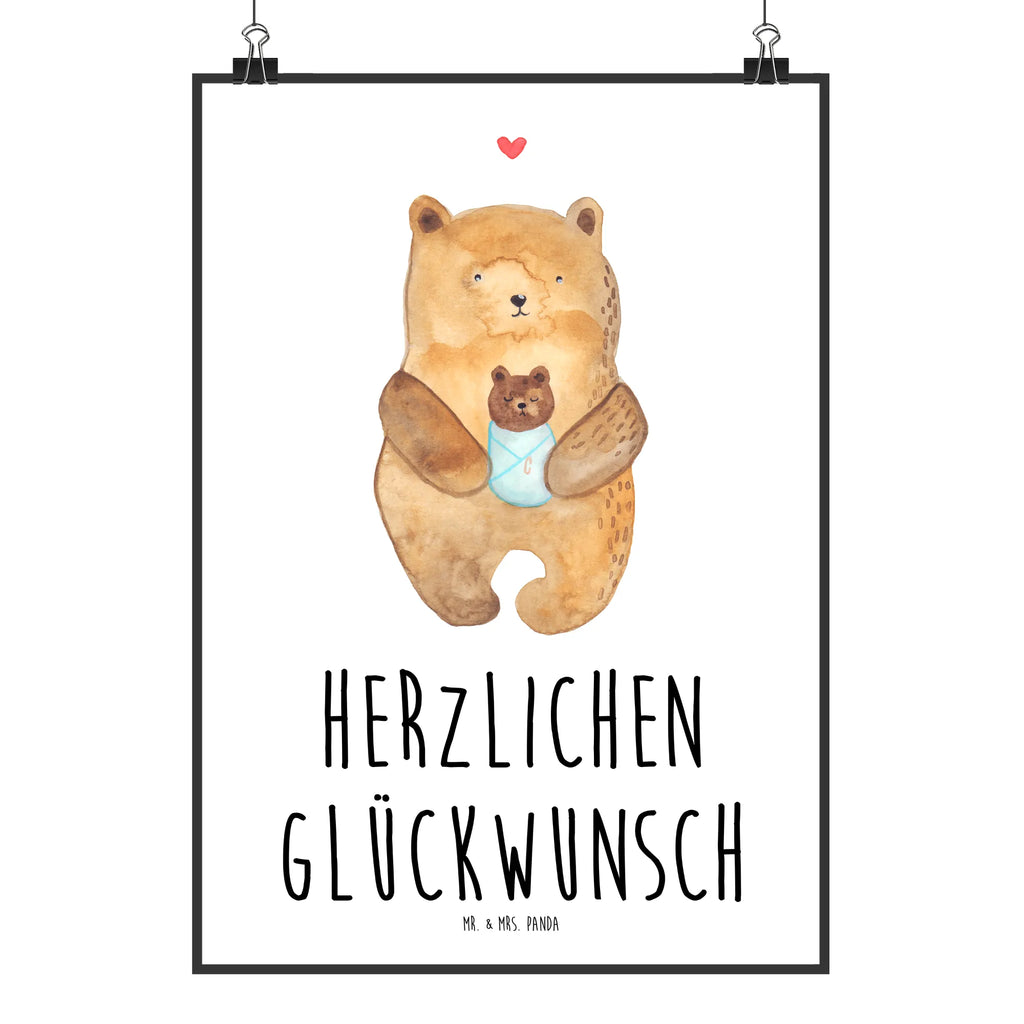 Poster Bär Baby Poster, Wandposter, Bild, Wanddeko, Küchenposter, Kinderposter, Wanddeko Bild, Raumdekoration, Wanddekoration, Handgemaltes Poster, Mr. & Mrs. Panda Poster, Designposter, Kunstdruck, Posterdruck, Bär, Teddy, Teddybär, Eltern, Mutter, Baby, Taufe, Geburt, Nichte, Neffe, Enkel, Enkelin, Täufling, Geburtstag, Glückwunsch