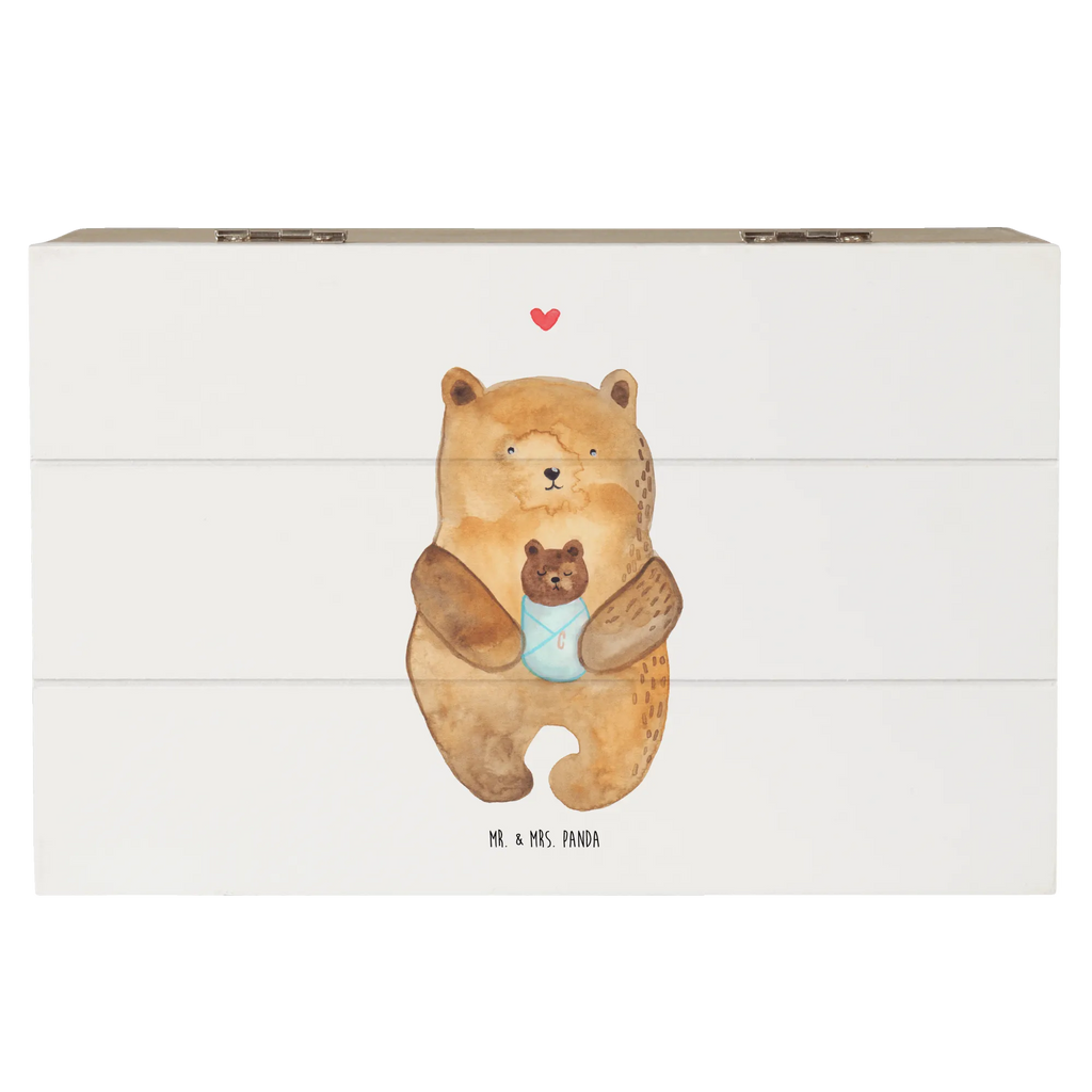 Holzkiste Bär mit Baby Holzkiste, Kiste, Schatzkiste, Truhe, Schatulle, XXL, Erinnerungsbox, Erinnerungskiste, Dekokiste, Aufbewahrungsbox, Geschenkbox, Geschenkdose, Bär, Teddy, Teddybär, Eltern, Mutter, Baby, Taufe, Geburt, Nichte, Neffe, Enkel, Enkelin, Täufling, Geburtstag, Glückwunsch