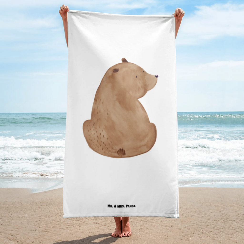 XL Badehandtuch Bär Schulterblick Handtuch, Badetuch, Duschtuch, Strandtuch, Saunatuch, Bär, Teddy, Teddybär, Selbstachtung, Weltansicht, Motivation, Bären, Bärenliebe, Weisheit