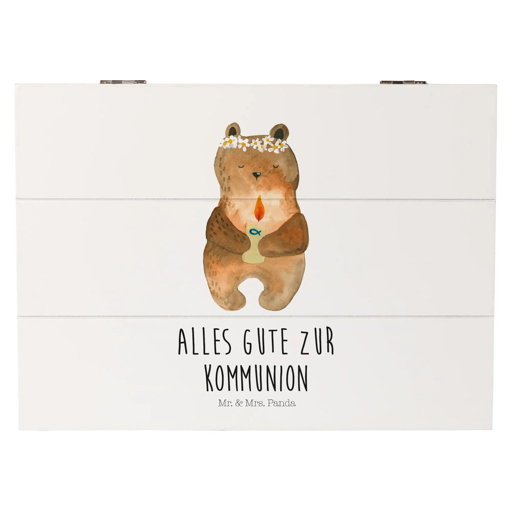 Holzkiste Bär Kommunion Holzkiste, Kiste, Schatzkiste, Truhe, Schatulle, XXL, Erinnerungsbox, Erinnerungskiste, Dekokiste, Aufbewahrungsbox, Geschenkbox, Geschenkdose, Bär, Teddy, Teddybär, Kommunion, Gottes Segen, Taufkerze, katholisch