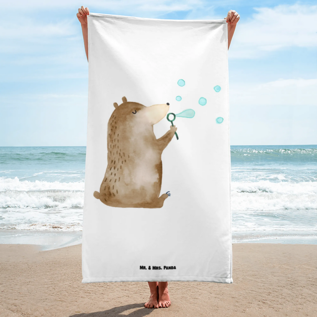 XL Badehandtuch Bär Seifenblasen Handtuch, Badetuch, Duschtuch, Strandtuch, Saunatuch, Bär, Teddy, Teddybär, Seifenblasen Bär Lustig Sein Glücklich Traurig Happy