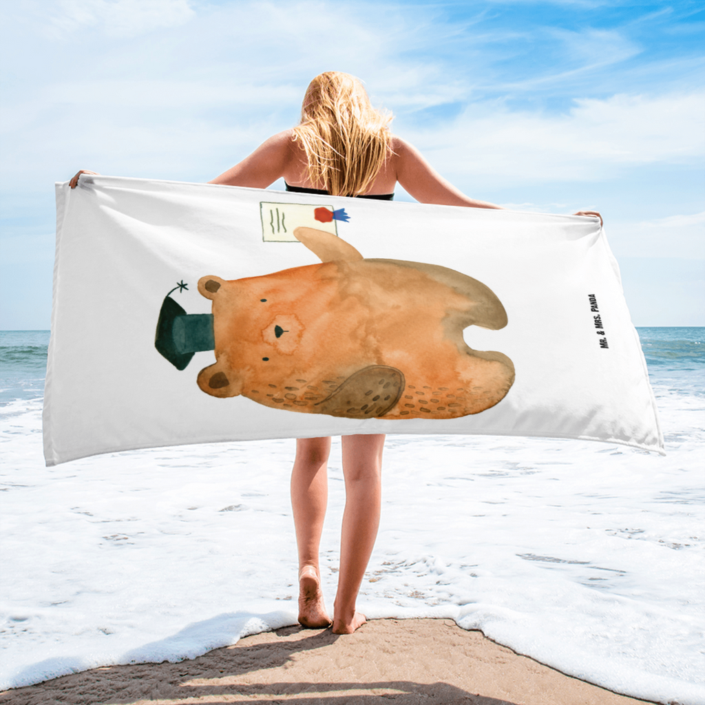 XL Badehandtuch Bär Prüfung Handtuch, Badetuch, Duschtuch, Strandtuch, Saunatuch, Bär, Teddy, Teddybär, Abitur, Prüfungen, Prüfung bestanden, Abschluss, Zeugnis, Abschlusszeugnis