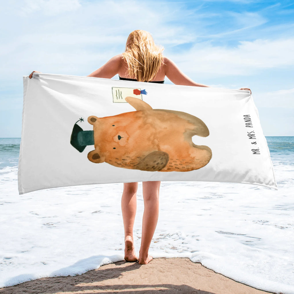 XL Badehandtuch Bär Prüfung Handtuch, Badetuch, Duschtuch, Strandtuch, Saunatuch, Bär, Teddy, Teddybär, Abitur, Prüfungen, Prüfung bestanden, Abschluss, Zeugnis, Abschlusszeugnis