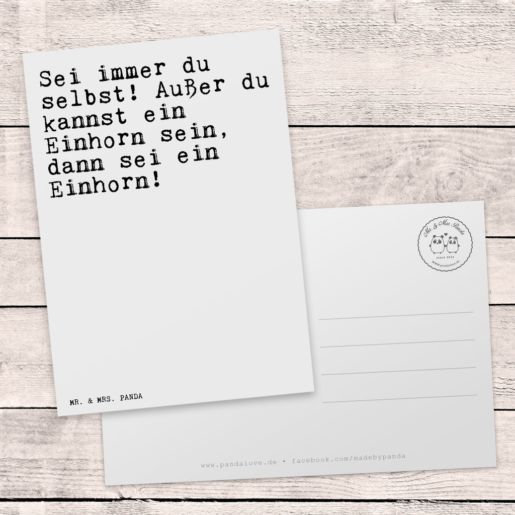 Postkarte Sprüche und Zitate Sei immer du selbst! Außer du kannst ein Einhorn sein, dann sei ein Einhorn! Postkarte, Karte, Geschenkkarte, Grußkarte, Einladung, Ansichtskarte, Geburtstagskarte, Einladungskarte, Dankeskarte, Ansichtskarten, Einladung Geburtstag, Einladungskarten Geburtstag, Spruch, Sprüche, lustige Sprüche, Weisheiten, Zitate, Spruch Geschenke, Spruch Sprüche Weisheiten Zitate Lustig Weisheit Worte