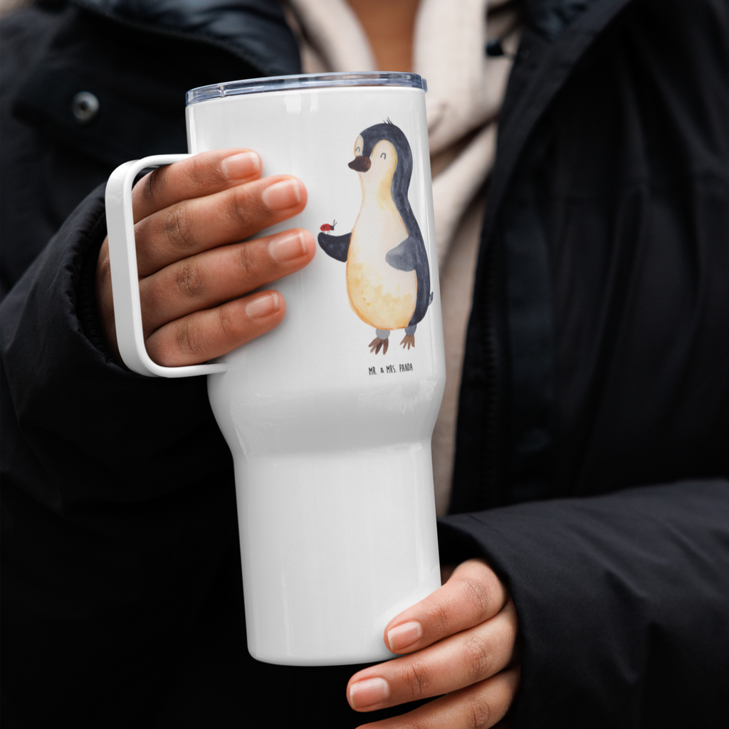 XXL Thermobecher Pinguin Marienkäfer Thermobecher, XL Thermobecher, Reisebecher, XL Reisetasse, Großer Thermobecher, Autobecher, Jumbo Becher, Pinguin, Pinguine, Marienkäfer, Liebe, Wunder, Glück, Freude, Lebensfreude