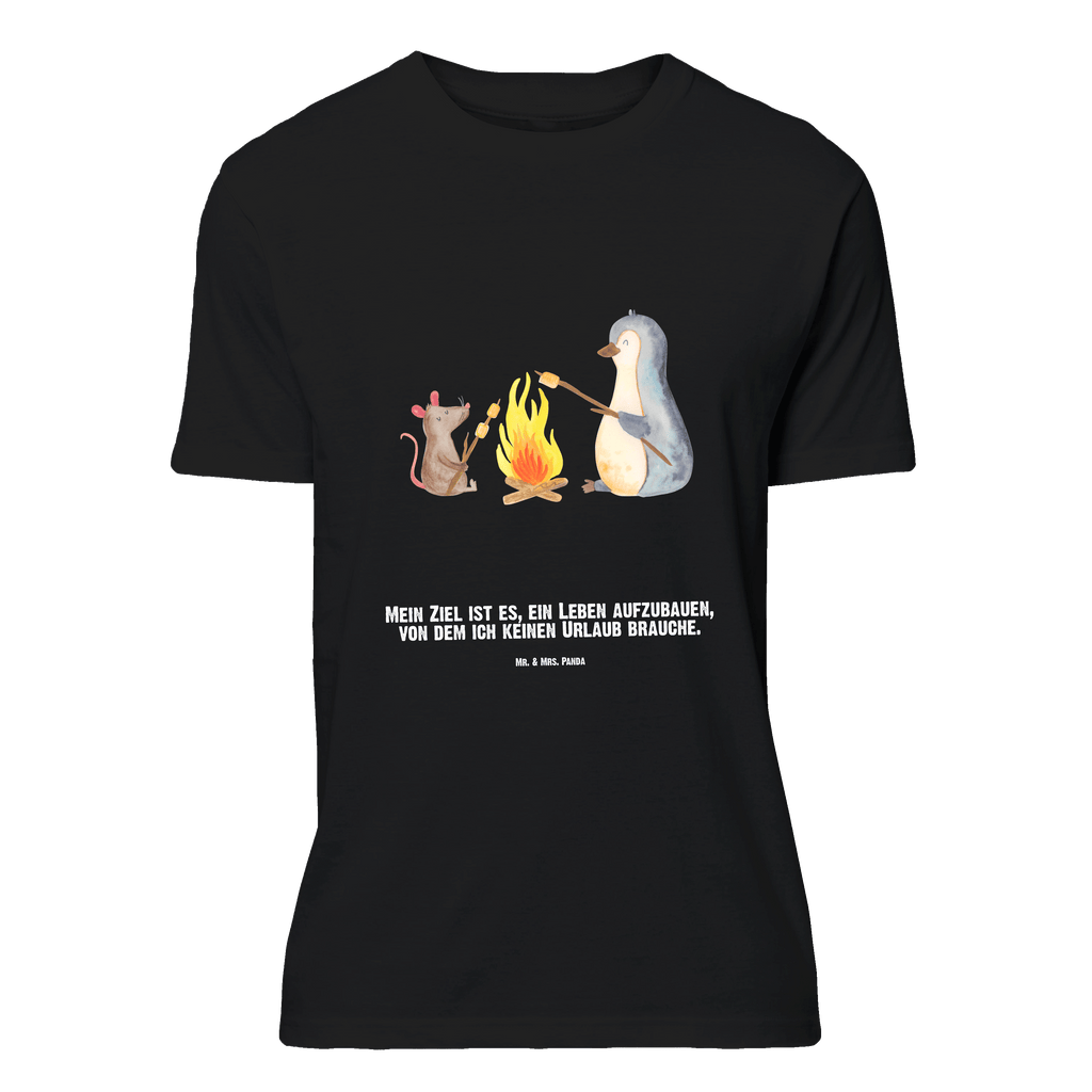 Personalisiertes T-Shirt Pinguin Lagerfeuer T-Shirt Personalisiert, T-Shirt mit Namen, T-Shirt mit Aufruck, Männer, Frauen, Pinguin, Maus, Pinguine, Lagerfeuer, Leben, Arbeit, Job, Motivation, Büro, Büroalltag, Lebensspruch, Lebensmotivation, Neustart, Liebe, grillen, Feuer, Marshmallows