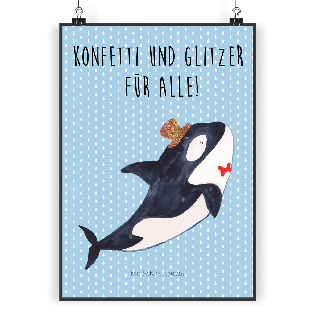 Poster Orca Zylinder Poster, Wandposter, Bild, Wanddeko, Küchenposter, Kinderposter, Wanddeko Bild, Raumdekoration, Wanddekoration, Handgemaltes Poster, Mr. & Mrs. Panda Poster, Designposter, Kunstdruck, Posterdruck, Meerestiere, Meer, Urlaub, Narwal, Glitter, Konfetti, Glitzer, Geburtstag, Feier, Fete, Fest, Glückwunsch, Orca