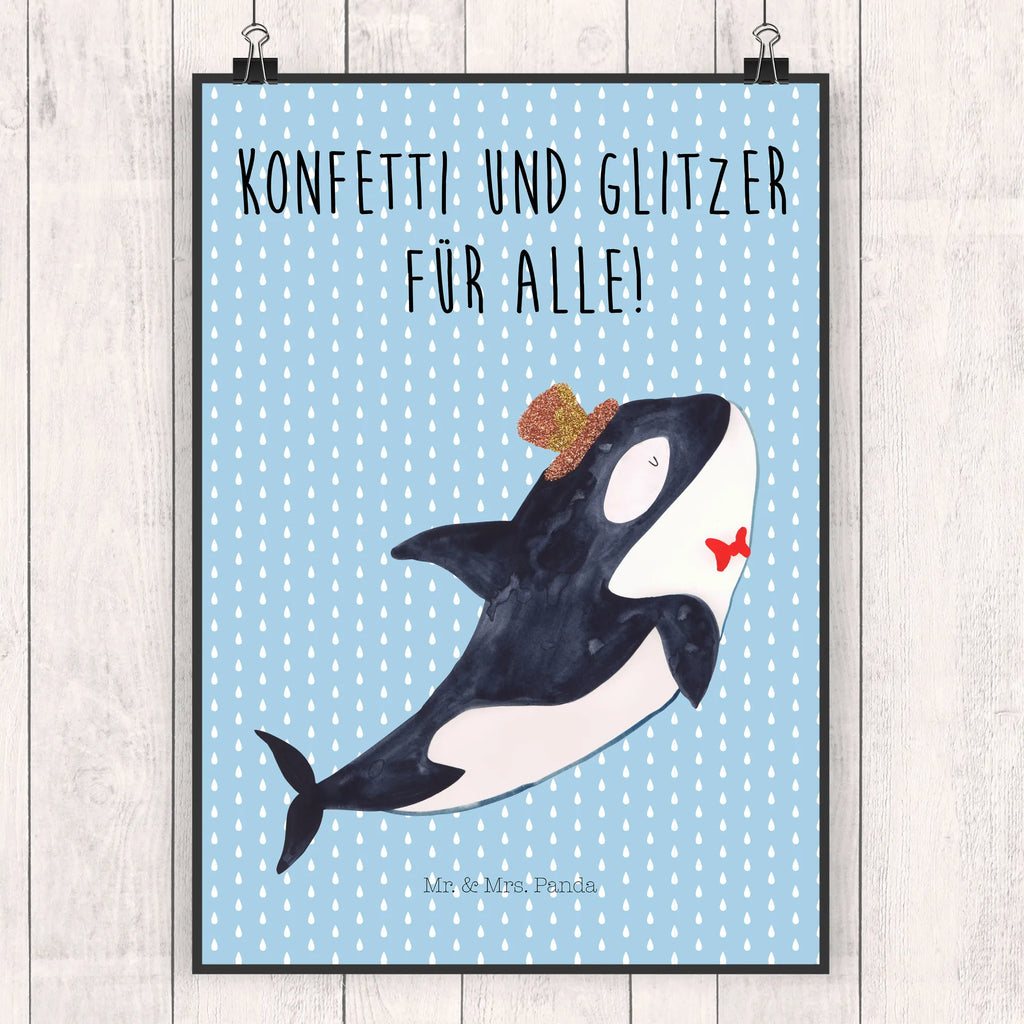 Poster Orca Zylinder Poster, Wandposter, Bild, Wanddeko, Küchenposter, Kinderposter, Wanddeko Bild, Raumdekoration, Wanddekoration, Handgemaltes Poster, Mr. & Mrs. Panda Poster, Designposter, Kunstdruck, Posterdruck, Meerestiere, Meer, Urlaub, Narwal, Glitter, Konfetti, Glitzer, Geburtstag, Feier, Fete, Fest, Glückwunsch, Orca