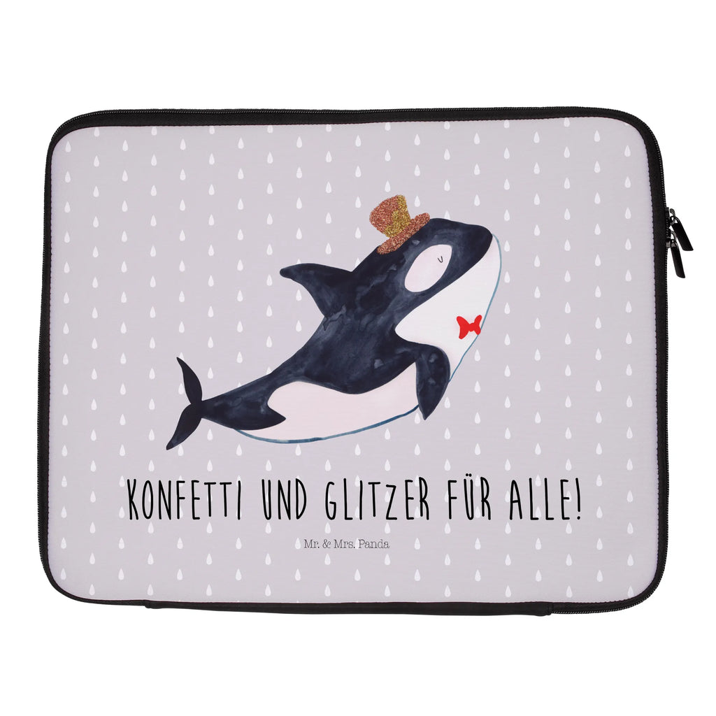 Notebook Tasche Orca Zylinder Notebook Tasche, Laptop, Computertasche, Tasche, Notebook-Tasche, Notebook-Reisehülle, Notebook Schutz, Meerestiere, Meer, Urlaub, Narwal, Glitter, Konfetti, Glitzer, Geburtstag, Feier, Fete, Fest, Glückwunsch, Orca