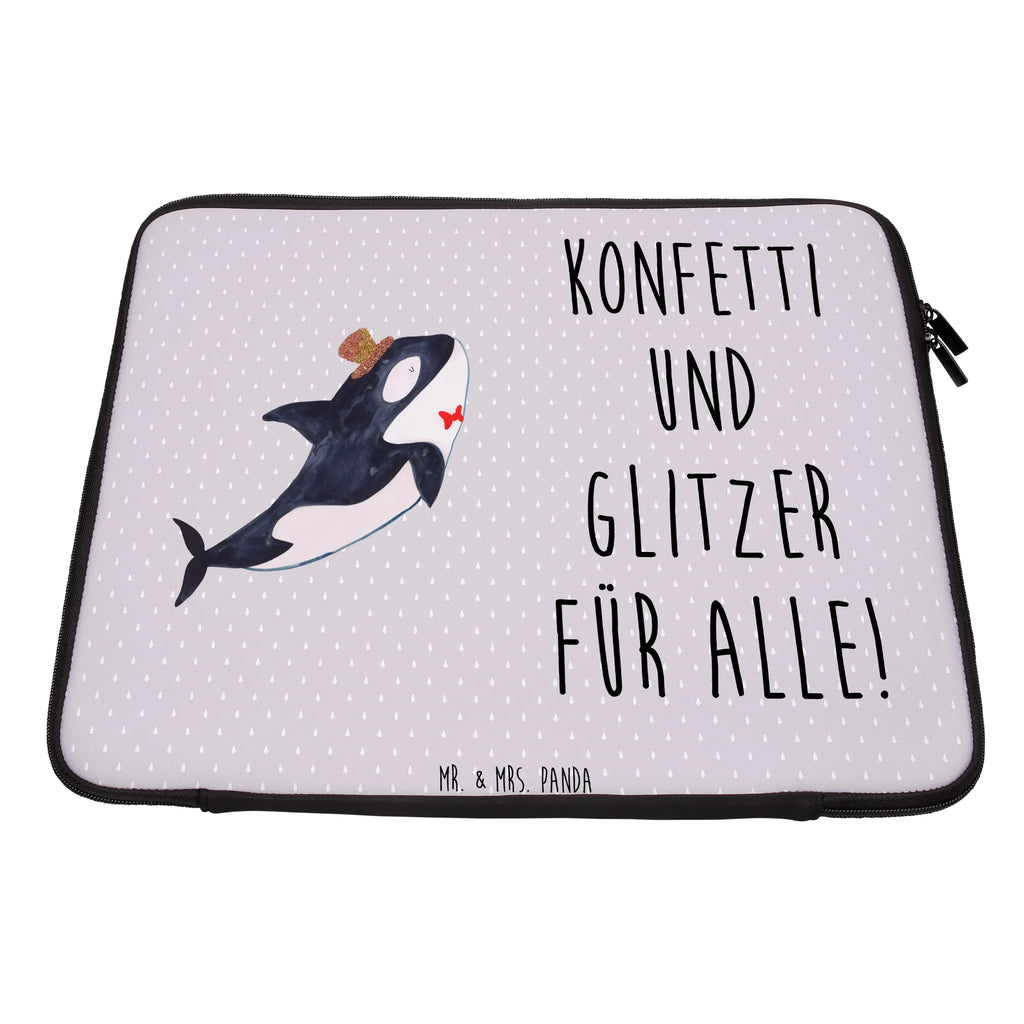 Notebook Tasche Orca Zylinder Notebook Tasche, Laptop, Computertasche, Tasche, Notebook-Tasche, Notebook-Reisehülle, Notebook Schutz, Meerestiere, Meer, Urlaub, Narwal, Glitter, Konfetti, Glitzer, Geburtstag, Feier, Fete, Fest, Glückwunsch, Orca