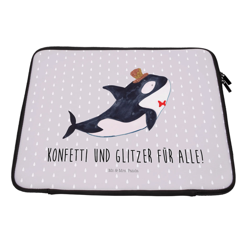 Notebook Tasche Orca Zylinder Notebook Tasche, Laptop, Computertasche, Tasche, Notebook-Tasche, Notebook-Reisehülle, Notebook Schutz, Meerestiere, Meer, Urlaub, Narwal, Glitter, Konfetti, Glitzer, Geburtstag, Feier, Fete, Fest, Glückwunsch, Orca