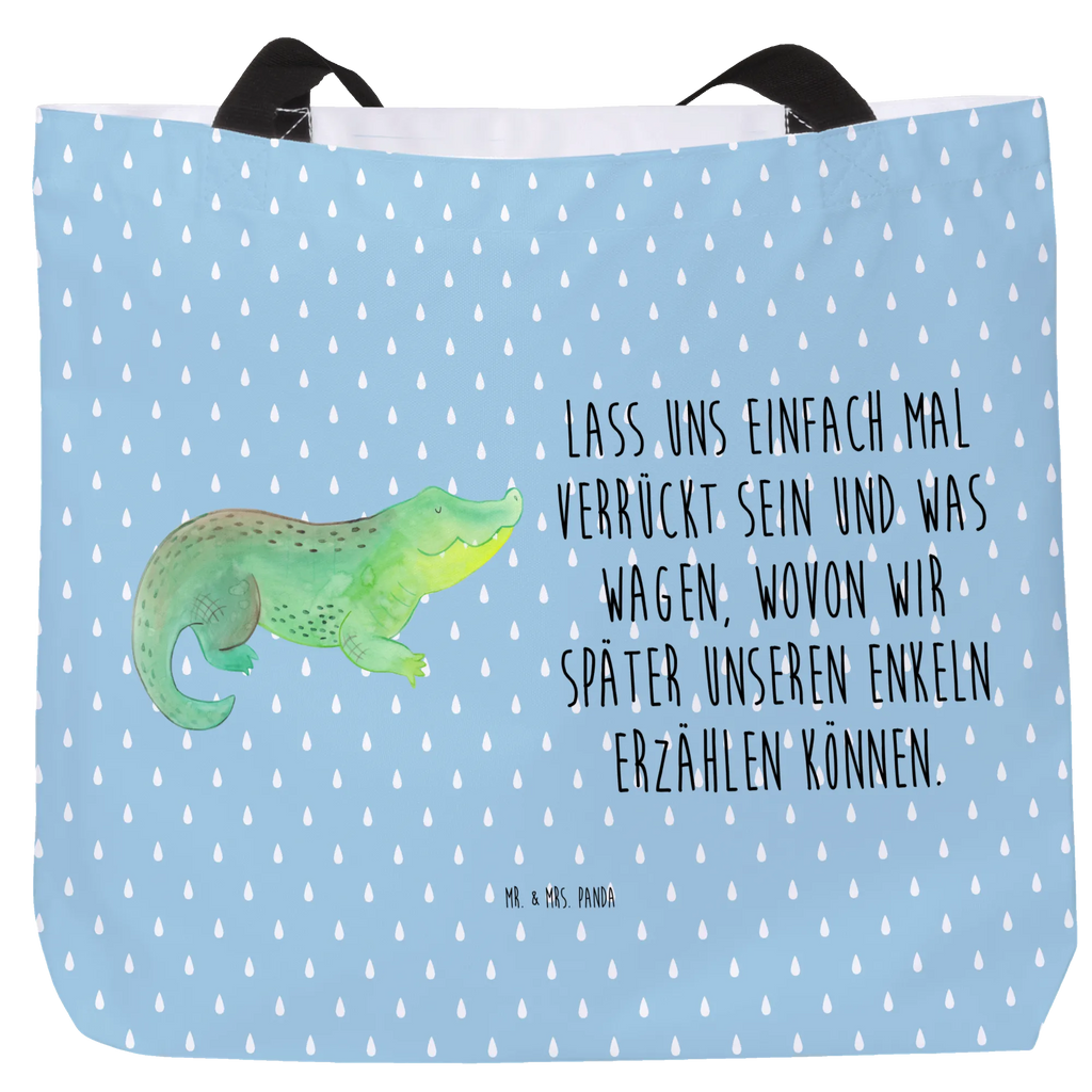 Shopper Krokodil Beutel, Einkaufstasche, Tasche, Strandtasche, Einkaufsbeutel, Shopper, Schultasche, Freizeittasche, Tragebeutel, Schulbeutel, Alltagstasche, Meerestiere, Meer, Urlaub, Krokodil, Krokodile, verrückt sein, spontan sein, Abenteuerlust, Reiselust, Freundin, beste Freundin, Lieblingsmensch