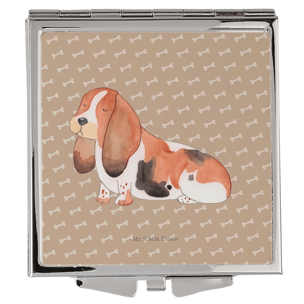 Handtaschenspiegel quadratisch Hund Basset Hound Spiegel, Handtasche, Quadrat, silber, schminken, Schminkspiegel, Hund, Hundemotiv, Haustier, Hunderasse, Tierliebhaber, Hundebesitzer, Sprüche, Basset Hound, Basset, Hundeliebe, kinderlos