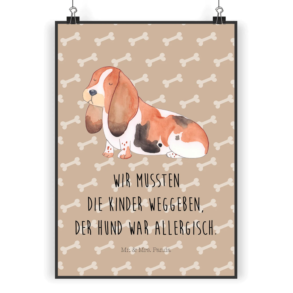 Poster Hund Basset Hound Poster, Wandposter, Bild, Wanddeko, Küchenposter, Kinderposter, Wanddeko Bild, Raumdekoration, Wanddekoration, Handgemaltes Poster, Mr. & Mrs. Panda Poster, Designposter, Kunstdruck, Posterdruck, Hund, Hundemotiv, Haustier, Hunderasse, Tierliebhaber, Hundebesitzer, Sprüche, Basset Hound, Basset, Hundeliebe, kinderlos