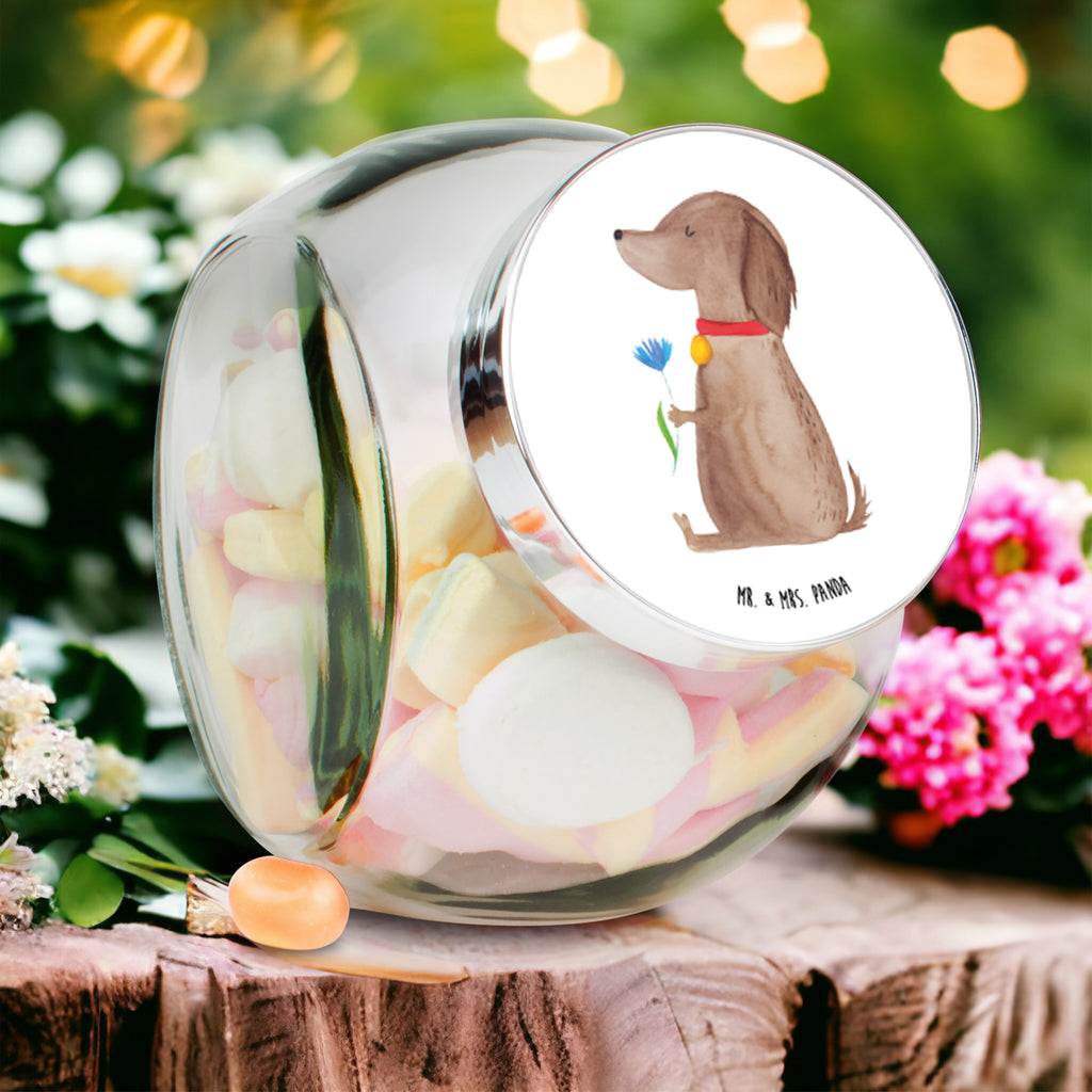 Bonbonglas Hund Blume Vorratsdose, Vorratsbehälter, Süßigkeitenglas, Süßigkeitendose, Kaffeedose, Müslidose, Teedose, Keksbehälter, Keksedose, Glasdose, Glasbälter, Vorratsglas, Küchenbehälter, Aufbewahrungsdose, Aufbewahungsglas, Gewürzdose, Küchenorganizer, Snackdose, Hund, Hundemotiv, Haustier, Hunderasse, Tierliebhaber, Hundebesitzer, Sprüche, Hunde, Frauchen, Hundeliebe