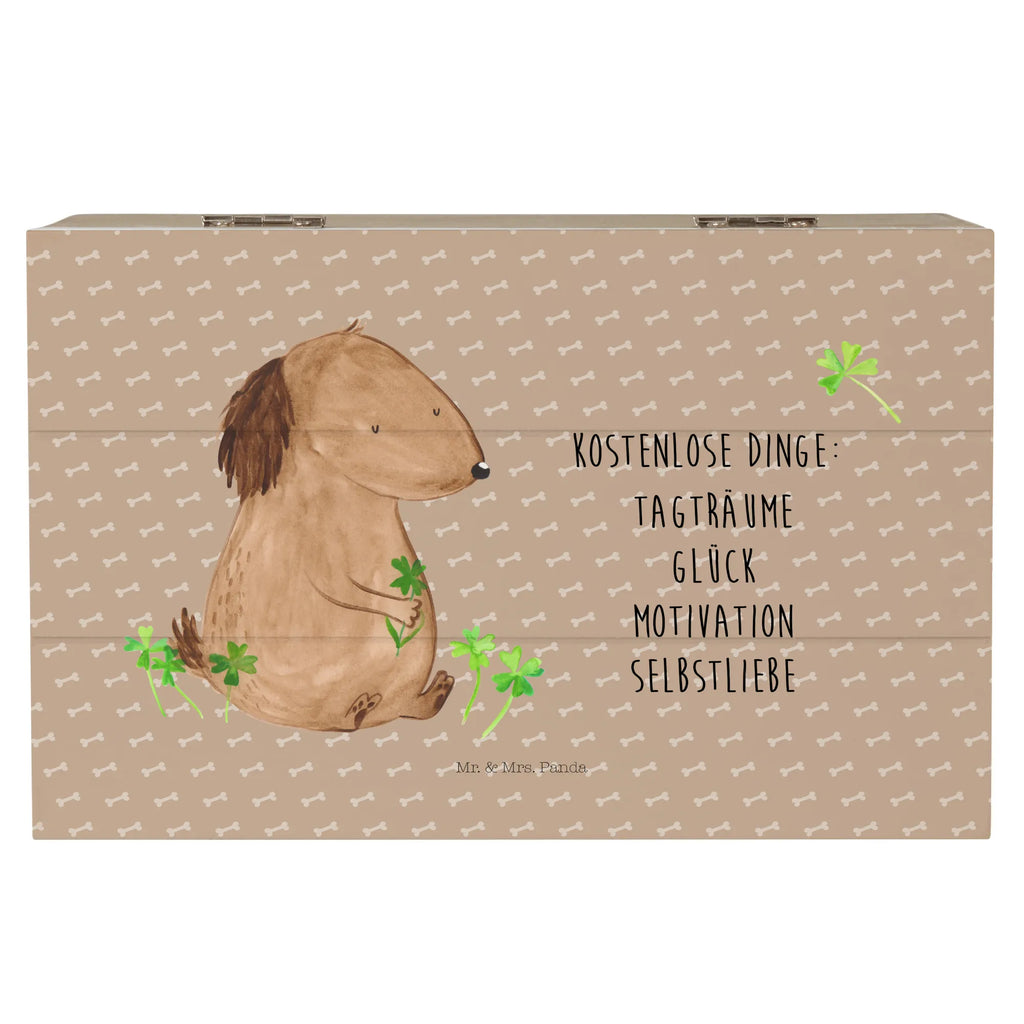 Holzkiste Hund Kleeblatt Holzkiste, Kiste, Schatzkiste, Truhe, Schatulle, XXL, Erinnerungsbox, Erinnerungskiste, Dekokiste, Aufbewahrungsbox, Geschenkbox, Geschenkdose, Hund, Hundemotiv, Haustier, Hunderasse, Tierliebhaber, Hundebesitzer, Sprüche, Kleeblatt, Glück, Tagträume, Motivation, Neuanfang, Geschenk, Glücksbringer, Selbstliebe, Achtsamkeit