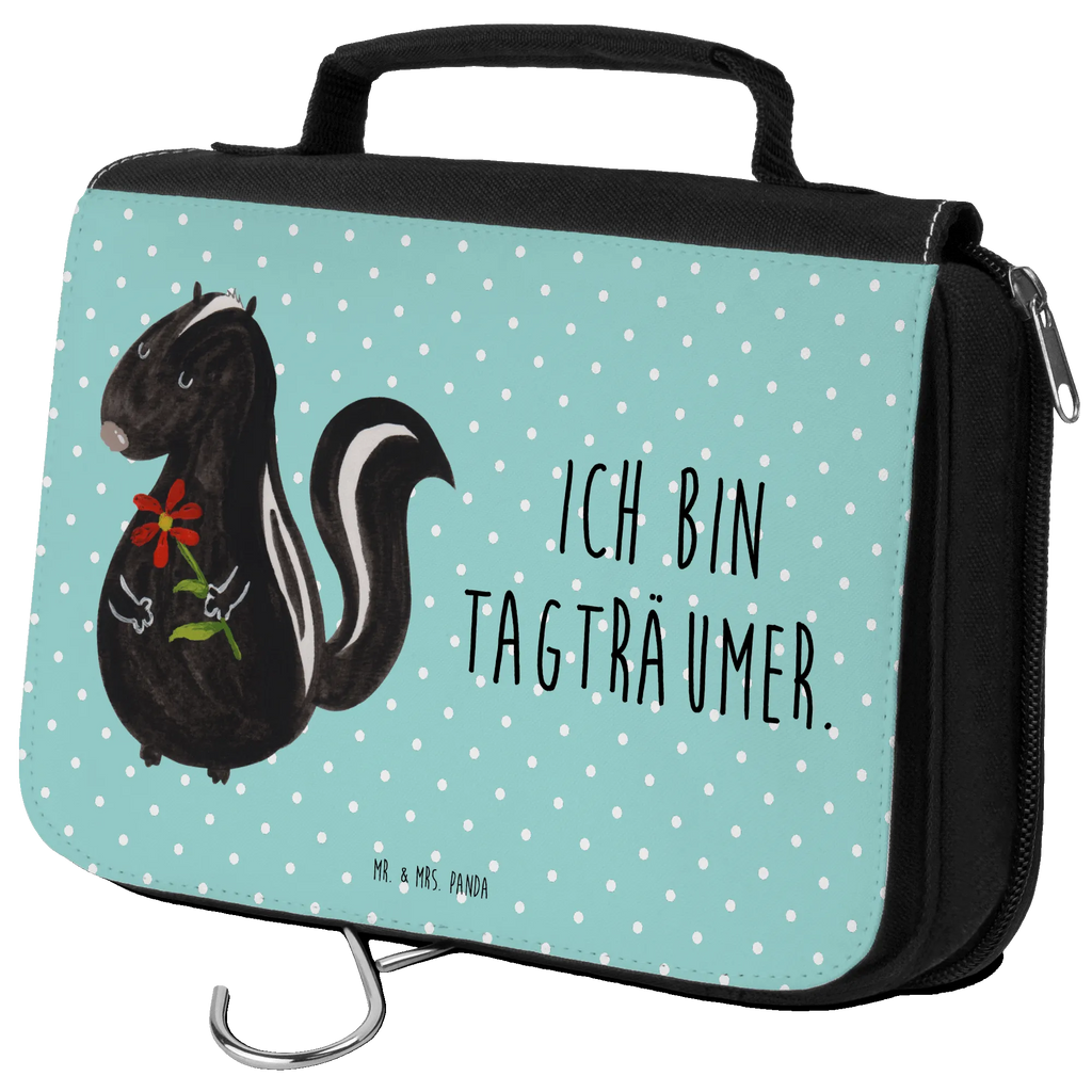 Kulturbeutel Stinktier Blume Kulturbeutel, Zum Aufhängen, Waschtasche, Kosmetiktasche, Damen, Herren, Aufbewahrungstasche, Schminktasche, Kosmetikbeutel, Organizer, Kulturtasche, Schminkutensil, Stinktier, Skunk, Wildtier, Raubtier, Stinker, Stinki, Tagträumer, verträumt, Dreams, Träume