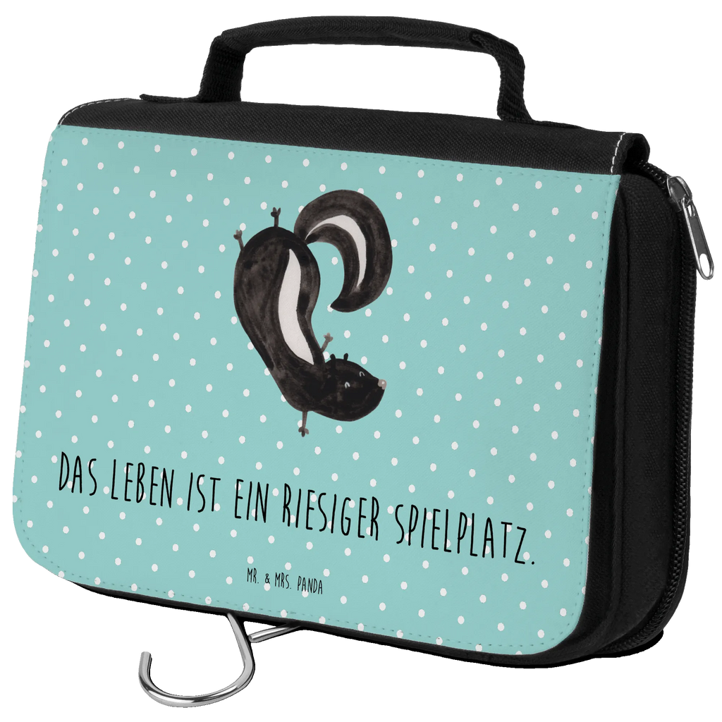 Kulturbeutel Stinktier Handstand Kulturbeutel, Zum Aufhängen, Waschtasche, Kosmetiktasche, Damen, Herren, Aufbewahrungstasche, Schminktasche, Kosmetikbeutel, Organizer, Kulturtasche, Schminkutensil, Stinktier, Skunk, Wildtier, Raubtier, Stinker, Stinki, Spielplatz, verpielt, Kind