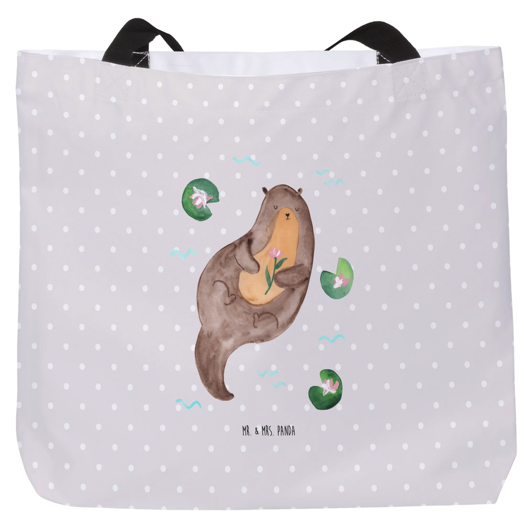 Shopper Otter Seerose Beutel, Einkaufstasche, Tasche, Strandtasche, Einkaufsbeutel, Shopper, Schultasche, Freizeittasche, Tragebeutel, Schulbeutel, Alltagstasche, Otter, Fischotter, Seeotter, Otter Seeotter See Otter