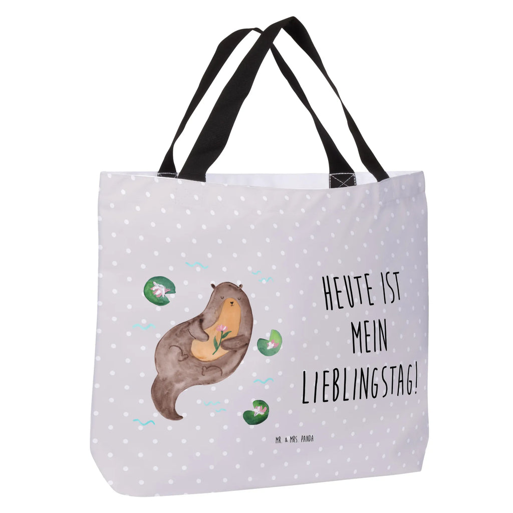 Shopper Otter Seerose Beutel, Einkaufstasche, Tasche, Strandtasche, Einkaufsbeutel, Shopper, Schultasche, Freizeittasche, Tragebeutel, Schulbeutel, Alltagstasche, Otter, Fischotter, Seeotter, Otter Seeotter See Otter