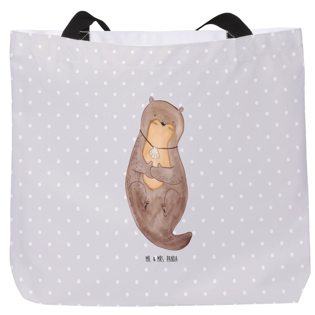 Shopper Otter Muschel Beutel, Einkaufstasche, Tasche, Strandtasche, Einkaufsbeutel, Shopper, Schultasche, Freizeittasche, Tragebeutel, Schulbeutel, Alltagstasche, Otter, Fischotter, Seeotter, Otterliebe, grübeln, träumen, Motivation, Tagträumen, Büro