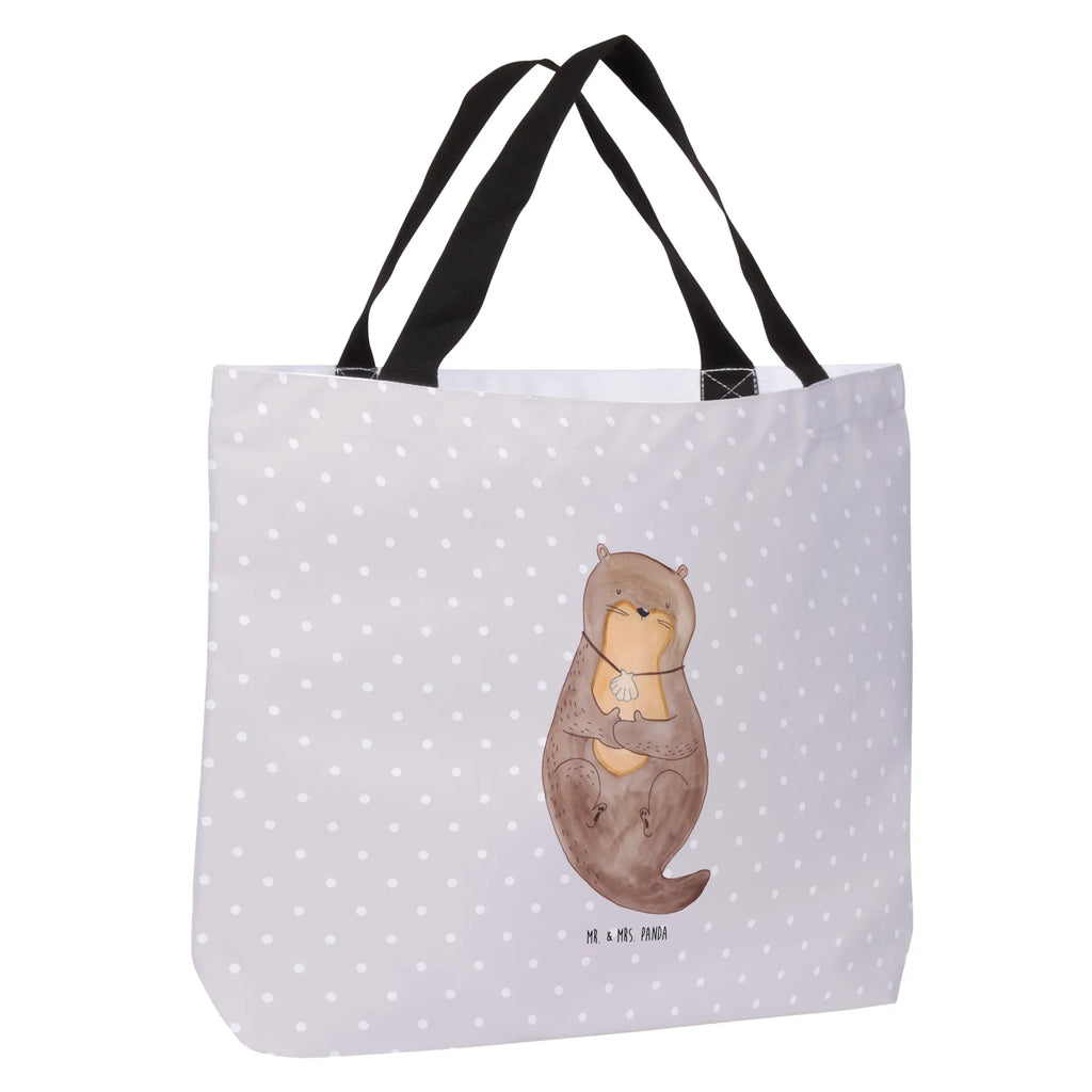 Shopper Otter Muschel Beutel, Einkaufstasche, Tasche, Strandtasche, Einkaufsbeutel, Shopper, Schultasche, Freizeittasche, Tragebeutel, Schulbeutel, Alltagstasche, Otter, Fischotter, Seeotter, Otterliebe, grübeln, träumen, Motivation, Tagträumen, Büro