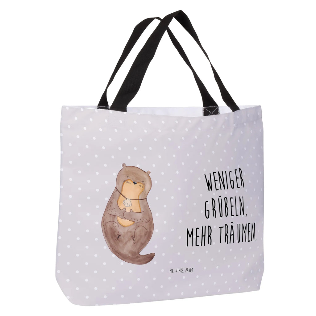 Shopper Otter Muschel Beutel, Einkaufstasche, Tasche, Strandtasche, Einkaufsbeutel, Shopper, Schultasche, Freizeittasche, Tragebeutel, Schulbeutel, Alltagstasche, Otter, Fischotter, Seeotter, Otterliebe, grübeln, träumen, Motivation, Tagträumen, Büro